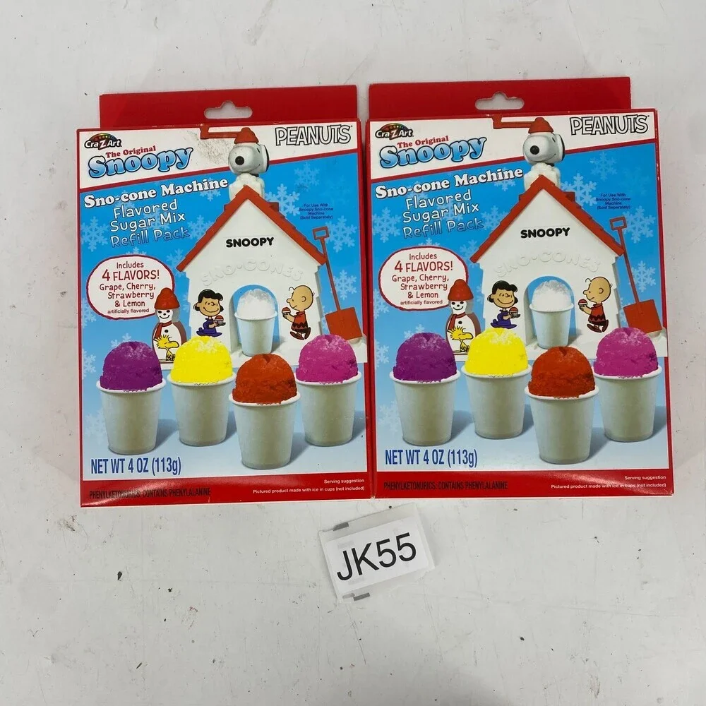 2 Pack Cra-Z-Art Snoopy Sno Cone Machine Sugar Mix Refill Packs NEW Sealed